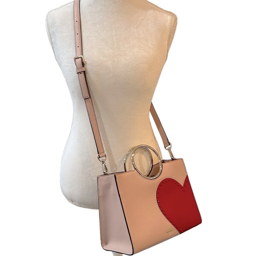 ♥️KATE SPADE♥️ NEW YORK Heart it Sam Purse Handbag Crossbody Pink Red Like new - Picture 5 of 15